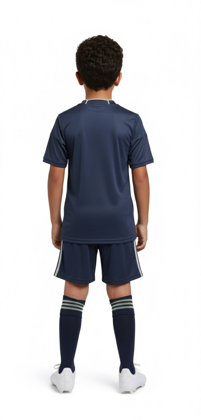 Real Madrid Kids Away Kit 2025/2026 – Stylish Official Design & Premium Quality