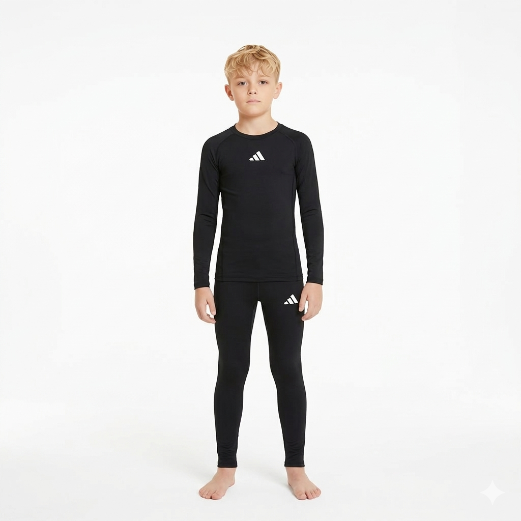 Youth Performance Base Layer Set – Black (2-Piece)