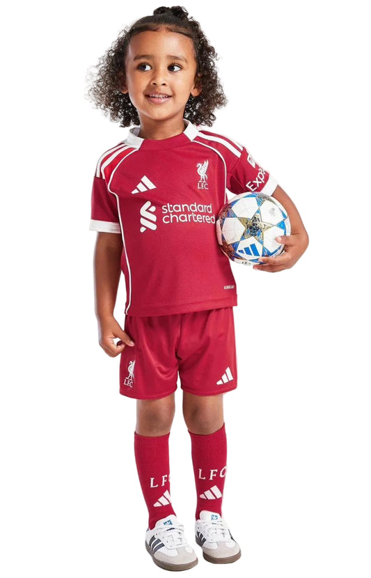 🔴🔴 Liverpool FC Kids Home Kit 25/26 – Mirror Original Quality طقم ليفربول للأطفال موسم 25/26