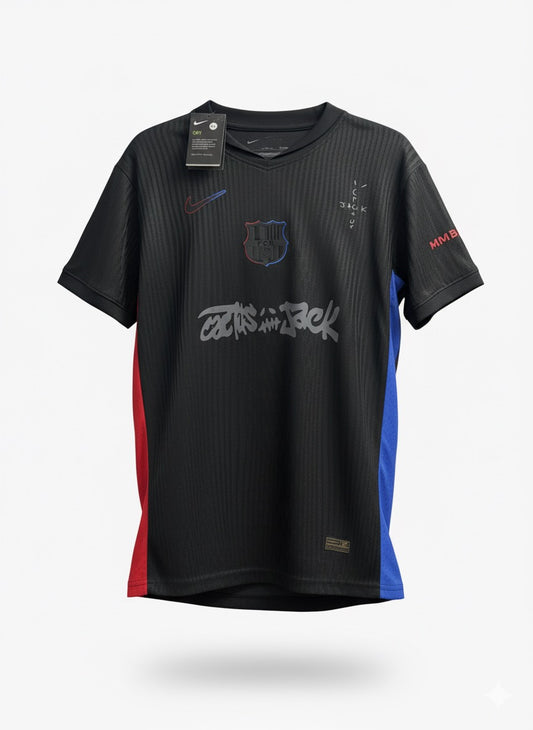 Cactus Jack x Barcelona Black Jersey – Custom Logo Design