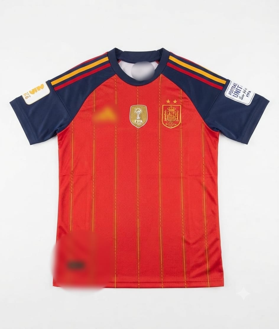 Spain Home jersey with World Cup Badges