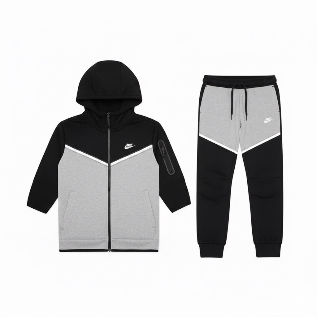Nike Tech Full Set for Kids – Grey × Black